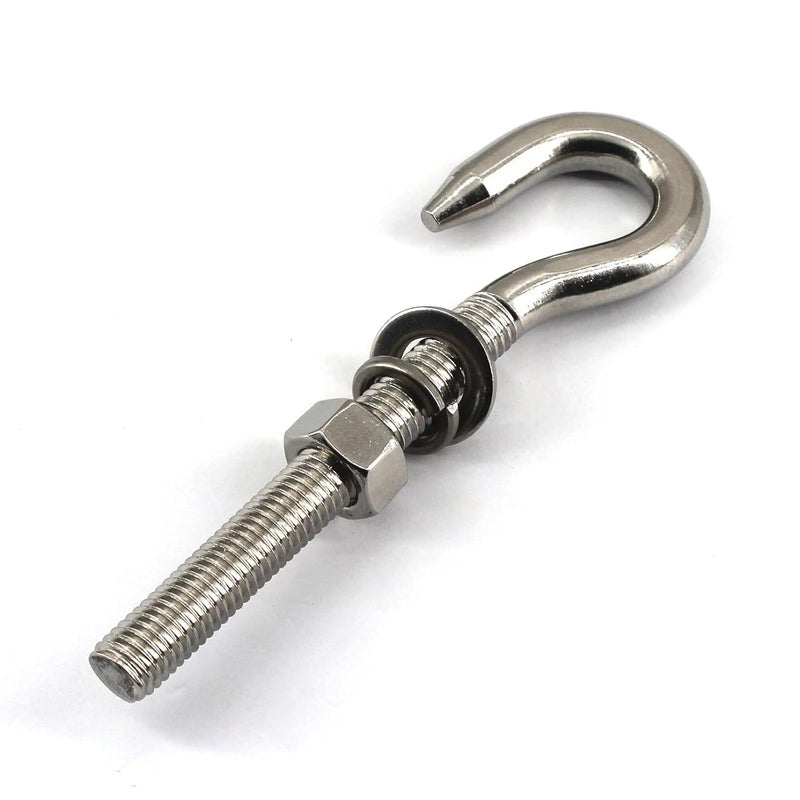 Faspiroty 2Pcs M12 Stainless Steel Eye Bolt with Nut and Washers Long Shank Threaded Rod Round Hook Eyelet Bolt Screw - Image 3